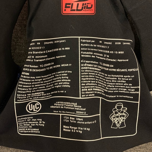 SOLD Fluid life jacket (20-30lbs) - LIKE NEW - Picture 2 of 3